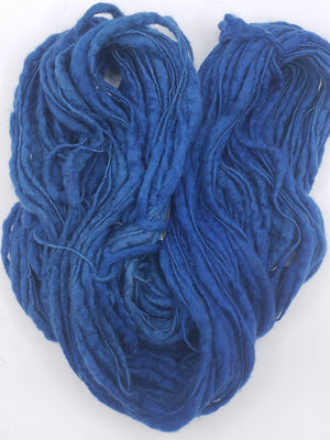 Slubby - PEACOCK BLUE - OOAK Merino/Blue Face Leicester - Hand Dyed Textured Yarn Thick and Thin
