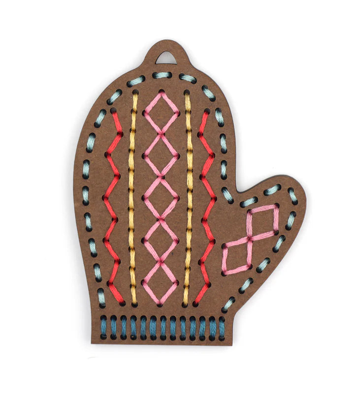 Kiriki Press - GINGERBREAD MITTEN- DIY Stitched Ornament Kit