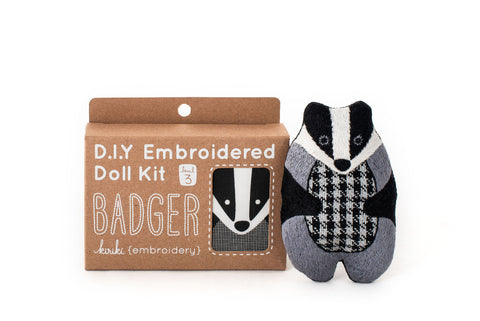 Kiriki Press - BADGER - Embroidery Doll Kit - DIY Plushie Level 3