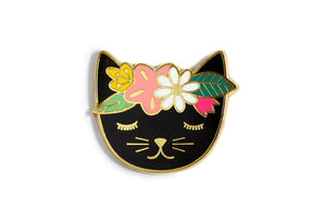 Kiriki Press - FLORAL CAT - Magnetic Needle Minder - Enamel