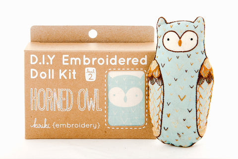 Kiriki Press - HORNED OWL - Embroidery Doll Kit - DIY Plushie Level 2