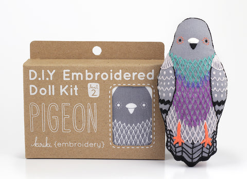 Kiriki Press - PIGEON - Embroidery Doll Kit - DIY Plushie Level 2