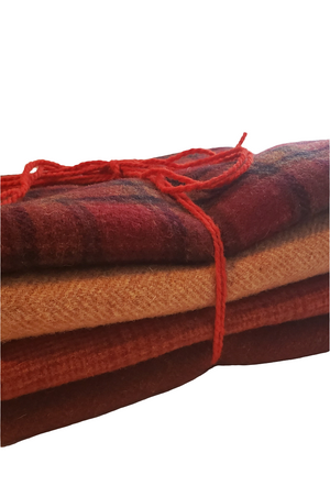 RED SHADES - Wool Bundle - one yard - 100% Wool for Rug Hooking & Wool Applique - 719916