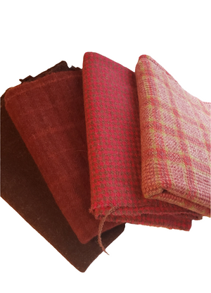 RED SHADES - Wool Bundle - one yard - 100% Wool for Rug Hooking & Wool Applique - 543613