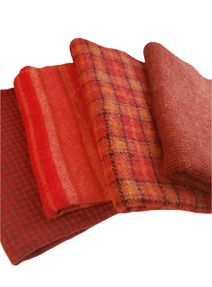 RED SHADES - Wool Bundle - one yard - 100% Wool for Rug Hooking & Wool Applique - 834345