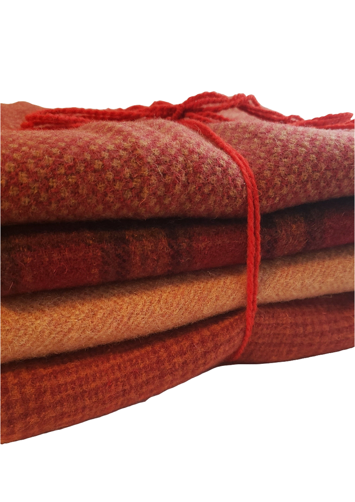 RED SHADES - Wool Bundle - one yard - 100% Wool for Rug Hooking & Wool Applique - 900928