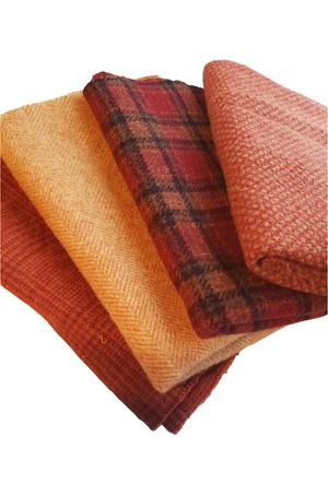 RED SHADES - Wool Bundle - one yard - 100% Wool for Rug Hooking & Wool Applique - 900928