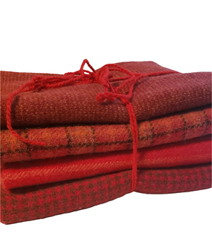 RED SHADES - Wool Bundle - one yard - 100% Wool for Rug Hooking & Wool Applique - 834345