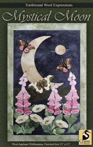 MYSTICAL MOON - Wool Applique Pattern - Wall Hanging