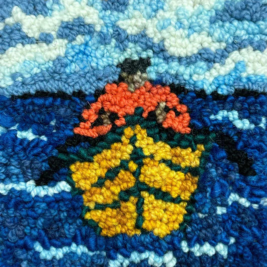 DORY RIDE - Rug Hooking Kit 6" x 6" (BURLAP) - Deanne Fitzpatrick Design