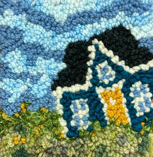 WEATHERED HOUSE  - Rug Hooking Kit 6" x 6" (BURLAP) - Deanne Fitzpatrick Design