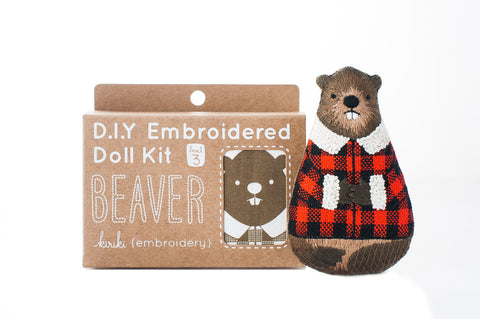 Kiriki Press - BEAVER - Embroidery Doll Kit - DIY Plushie Level 3