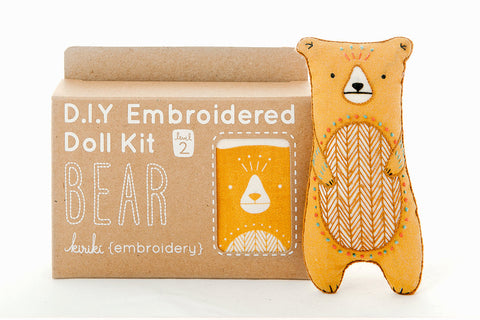 Kiriki Press - BEAR - Embroidery Doll Kit - DIY Plushie Level 2