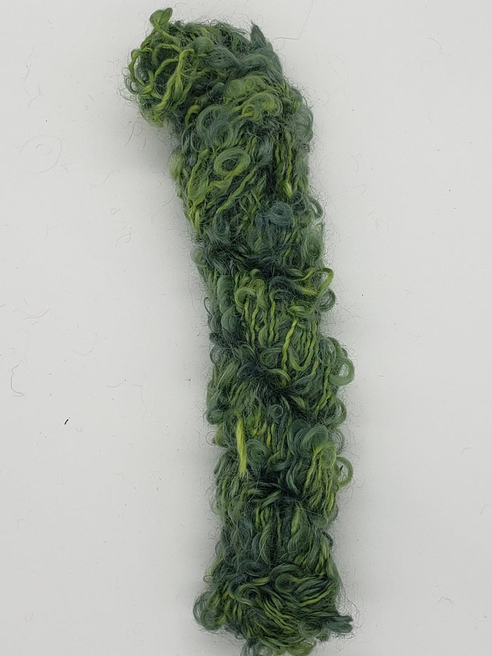 Mohair Loopy Locks - LEAF - 1520 Hand Dyed Boucle Yarn B1