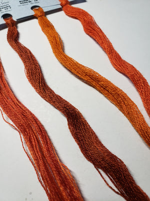 Hand Dyed Wool Thread Orange Bundle - Gentle Art Wool Threads - 4 skeins of 10 yards
