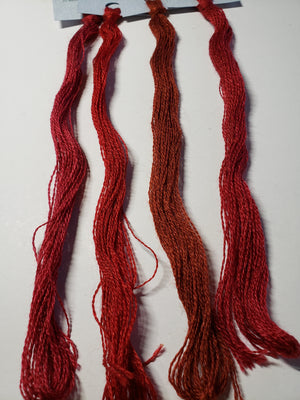 Hand Dyed Wool Thread Red Bundle - Gentle Art Wool Threads - 4 skeins of 10 yards
