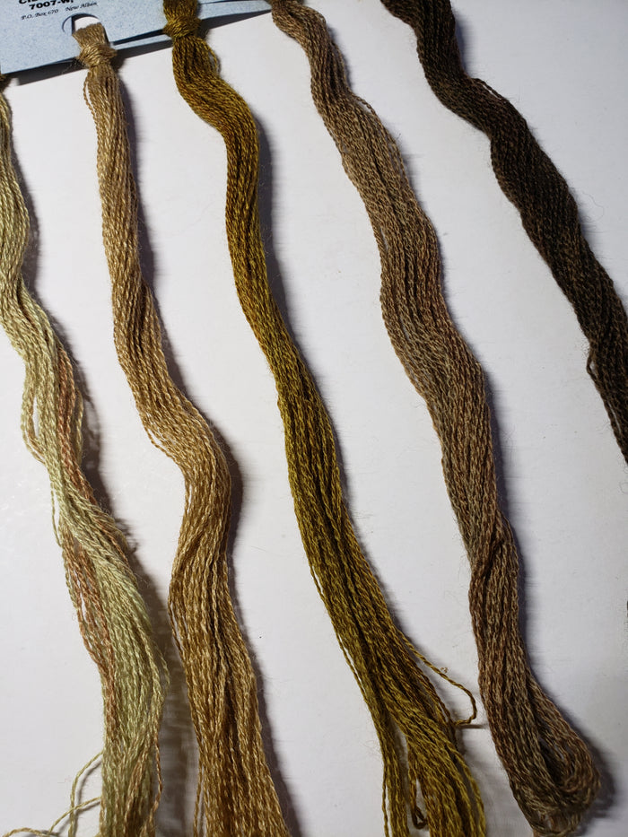 Hand Dyed Wool Thread Beige,Brown Bundle - Gentle Art Wool Threads - 5 skeins of 10 yards