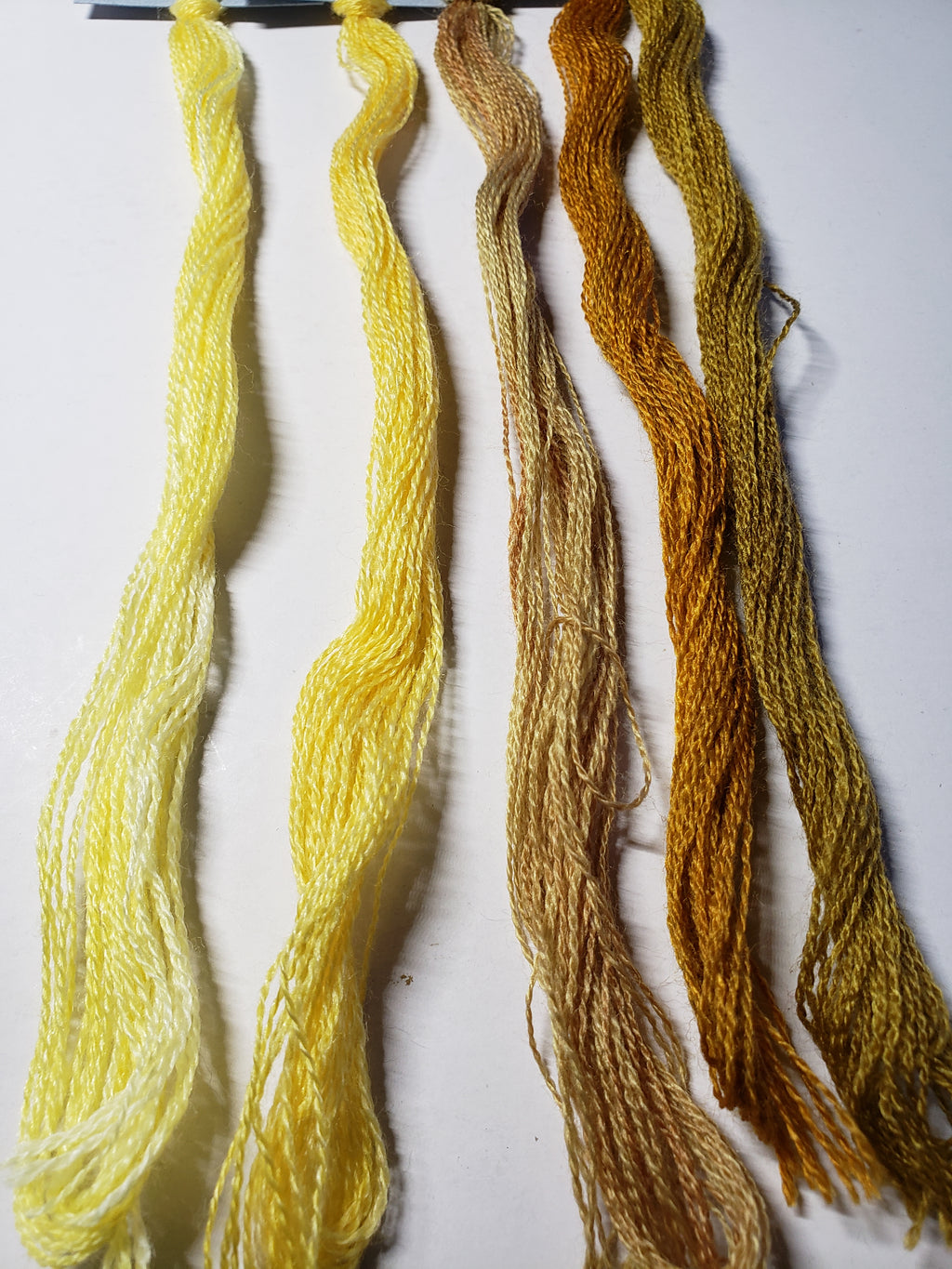 Hand Dyed Wool Thread Gold, Yellow Bundle - Gentle Art Wool Threads - 5 skeins of 10 yards