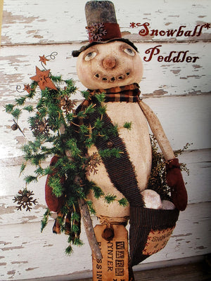 WYNTER SNOWBALL PEDDLER - Paper Pattern for Primitive Cloth Snowman by Back Porch Pickins