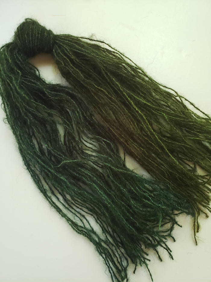Mohair Strands - CEDAR - Hand Dyed Textured Yarn - Shades of Dark Green