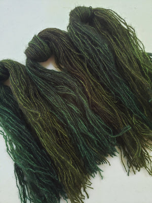 Mohair Strands - CEDAR - Hand Dyed Textured Yarn - Shades of Dark Green