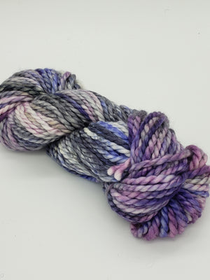 FALL HYDRANGEA - BIG TWISTY 2 PLY - Hand Dyed Shades of Purple, Green,  Yellow and Cream Chunky Yarn for Rug Hooking - RSS253