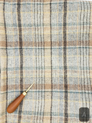 BLUE & BEIGE PLAID #274A - FAT QUARTER - Ready to use Wool Fabric for Rug Hooking or Wool Applique