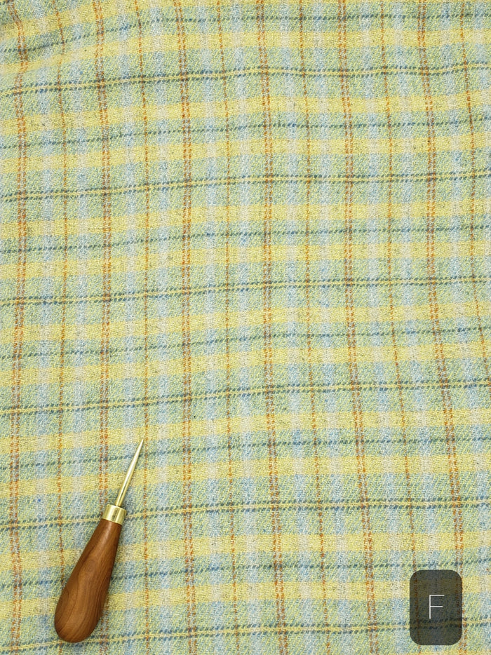 BLUE YELLOW GOLD PLAID #279F - FAT QUARTER - Ready to use Wool Fabric for Rug Hooking or Wool Applique