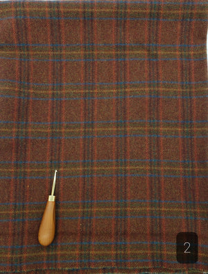 BROWN BLUE GOLD PLAID #285-2 -  FAT QUARTER - Ready to use Wool Fabric for Rug Hooking or Wool Applique