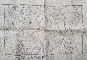 THE KNITTERS  -  Rug Hooking Pattern on Linen - Deanne Fitzpatrick -07-1-3
