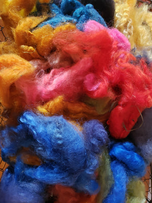 Hand Dyed Fleece Locks - Multicoloured - Hand Dyed Textured Sheep Locks 2 ounces