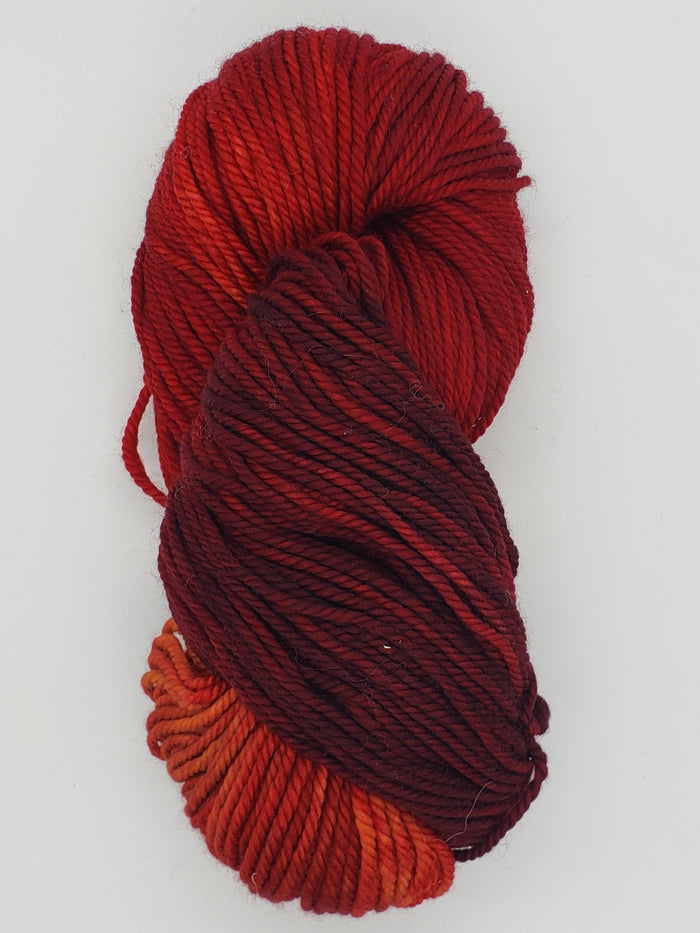 Back Country - POPPY RED - Hand Dyed Chunky OOAK Yarn 4 ounces/125g