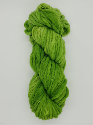 Slubby - PANDAN LEAF -  Merino/Blue Face Leicester - Hand Dyed Textured Yarn Thick and Thin  - Shades of Bright Green
