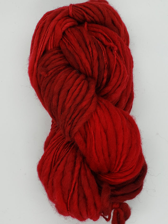 Slubby - RUBY - Merino/Blue Face Leicester - Hand Dyed Textured Yarn Thick and Thin  - Shades of Red