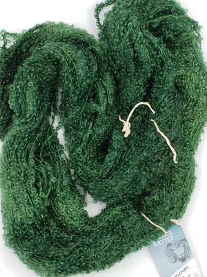 Wool Curly Locks - GRASSY FIELDS - OOAK Hand Dyed Textured Yarn - Landscape Shades