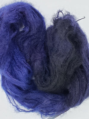Mohair - DARK NIGHT - OOAK Hand Dyed Yarn - Mohair/Wool