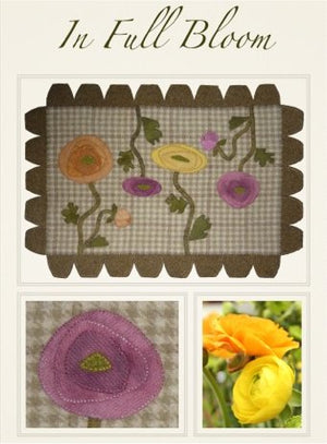 In Full Bloom Wool Applique Pattern - Wall Hanging or Table Runner
