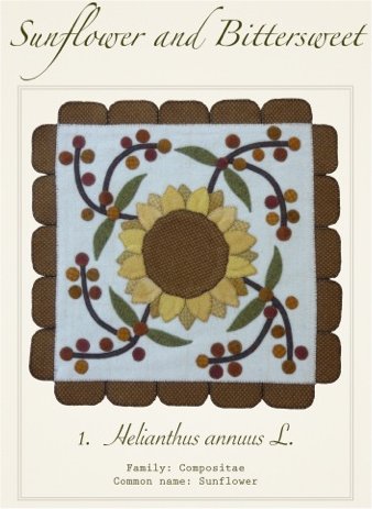 Sunflower and Bittersweet Wool Applique Pattern - Wall Hanging or Table Runner