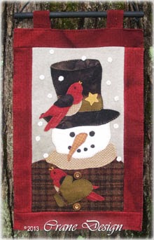 Sammie Snow - Snowman Guy Wool Applique Pattern - Wall Hanging