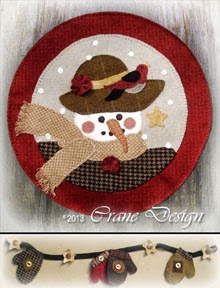Sandie Snow - Snowman Gal Wool Applique Pattern - Table Mat