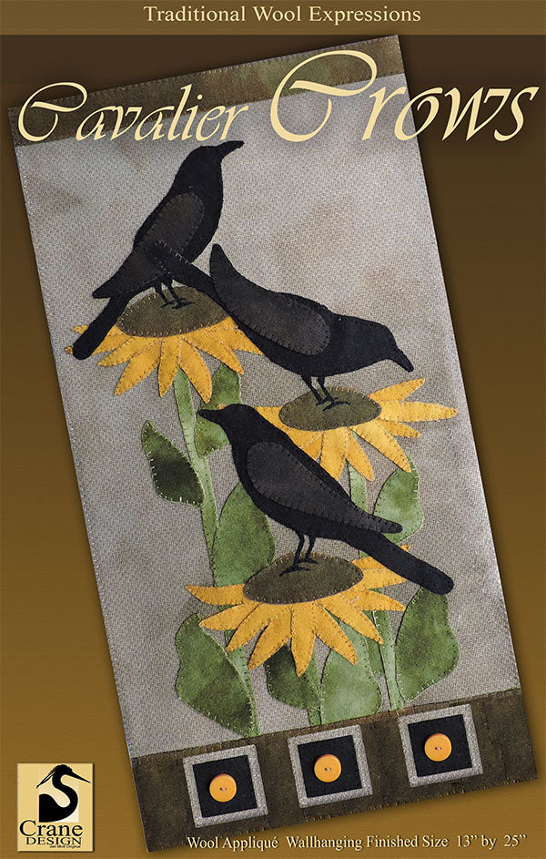 Cavalier Crows - Wool Applique Pattern - Wall Hanging