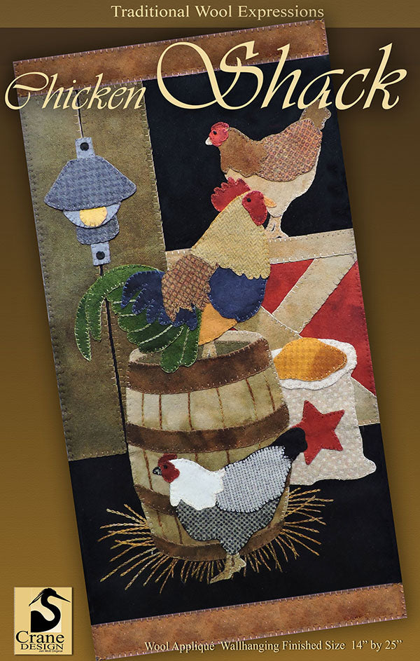 Chicken Shack - Wool Applique Pattern - Wall Hanging