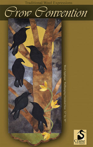 CROW CONVENTION - Wool Applique Pattern - Wall Hanging