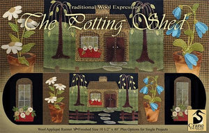 THE POTTING SHED - Wool Applique Pattern - Table Runner