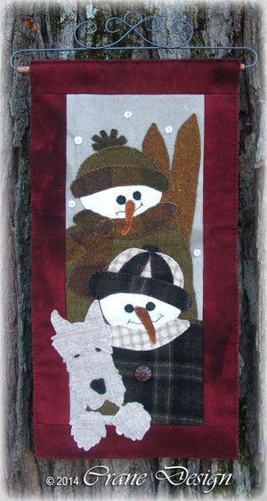 Snow Kids - Wool Applique Pattern - Wall Hanging