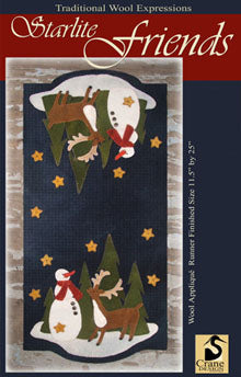 Starlite Friends - Wool Applique Pattern - Wall Hanging or Table Runner