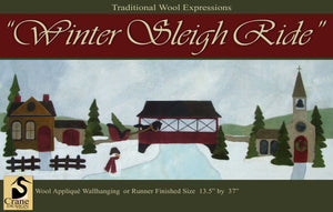 Winter Sleigh Ride Wool Applique Pattern - Table Runner