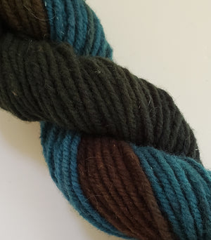 Wonder Woolen - BULLRUSH - Fleece Artist Hand Dyed Yarn - Shades of Green/Blue/Brown