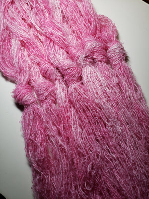 Silky Curly Lock  - CANDY FLOSS - Strands - Hand Dyed Textured Yarn OOAK - Shades of Pink/Cream