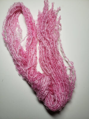 Silky Curly Lock  - CANDY FLOSS - Strands - Hand Dyed Textured Yarn OOAK - Shades of Pink/Cream